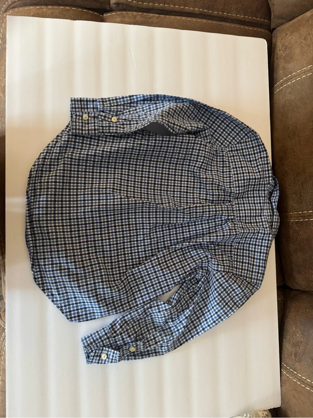 Ralph Lauren Blue & White Plaid Button-Down Shirt